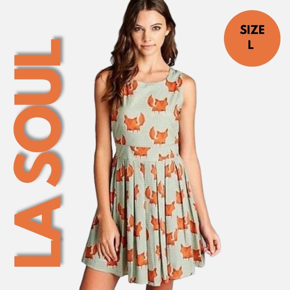 LA Soul Fox Print Dress Size L